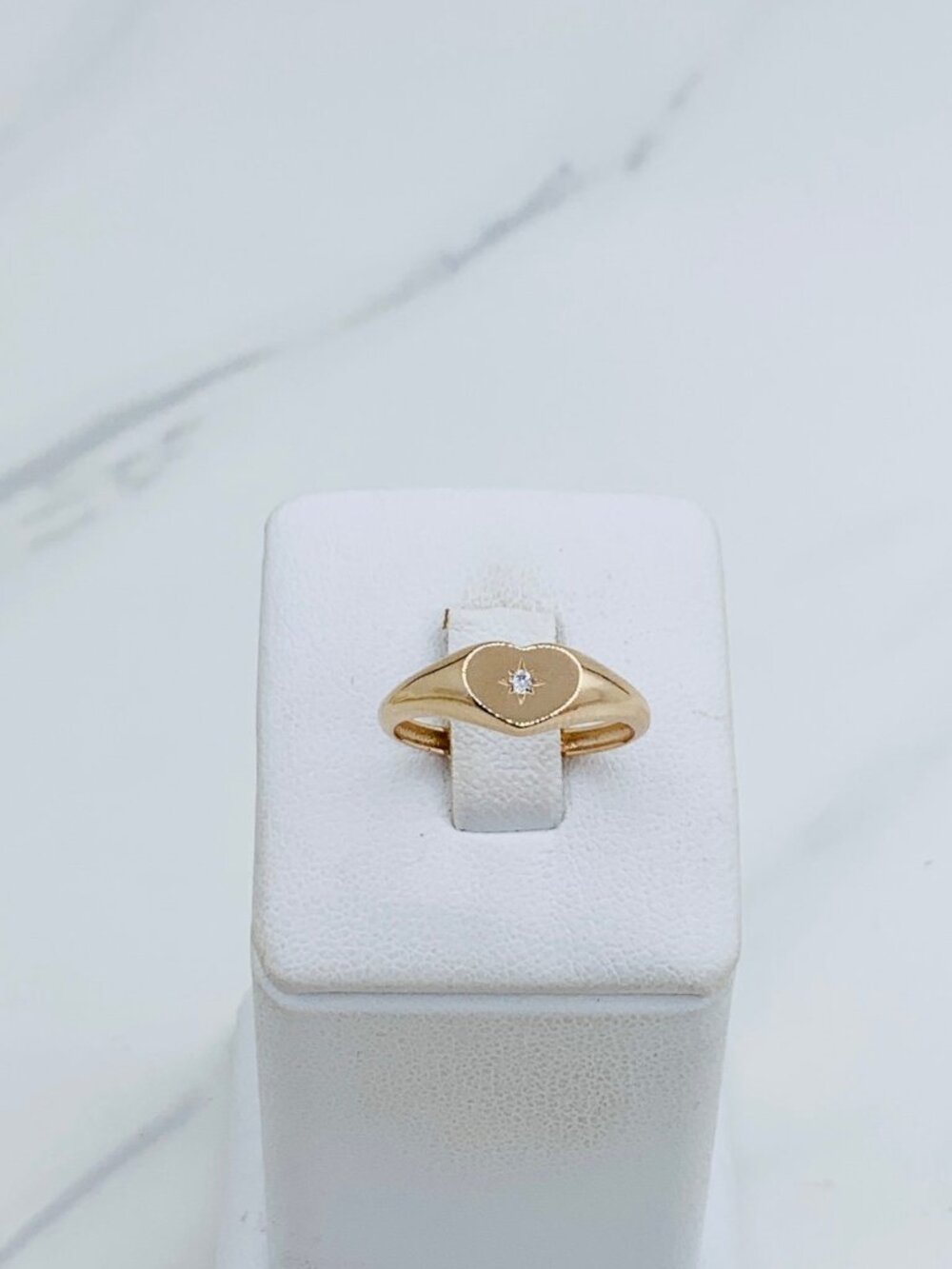 10k solid gold ring heart minimalist Size 7.5 stackable ~ Rose gold